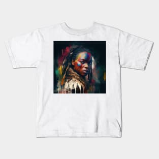 Powerful American Native Warrior Woman #1 Kids T-Shirt